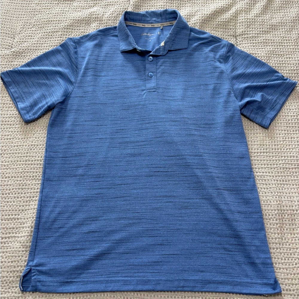 Walter Hagen Blue Golf Polo Performance Shirt with Subtle Texture